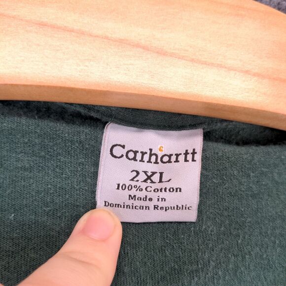 Carhartt Short Sleeve T Shirt Size 2XL Green Patch Logo Front Pocket - Picture 12 of 12